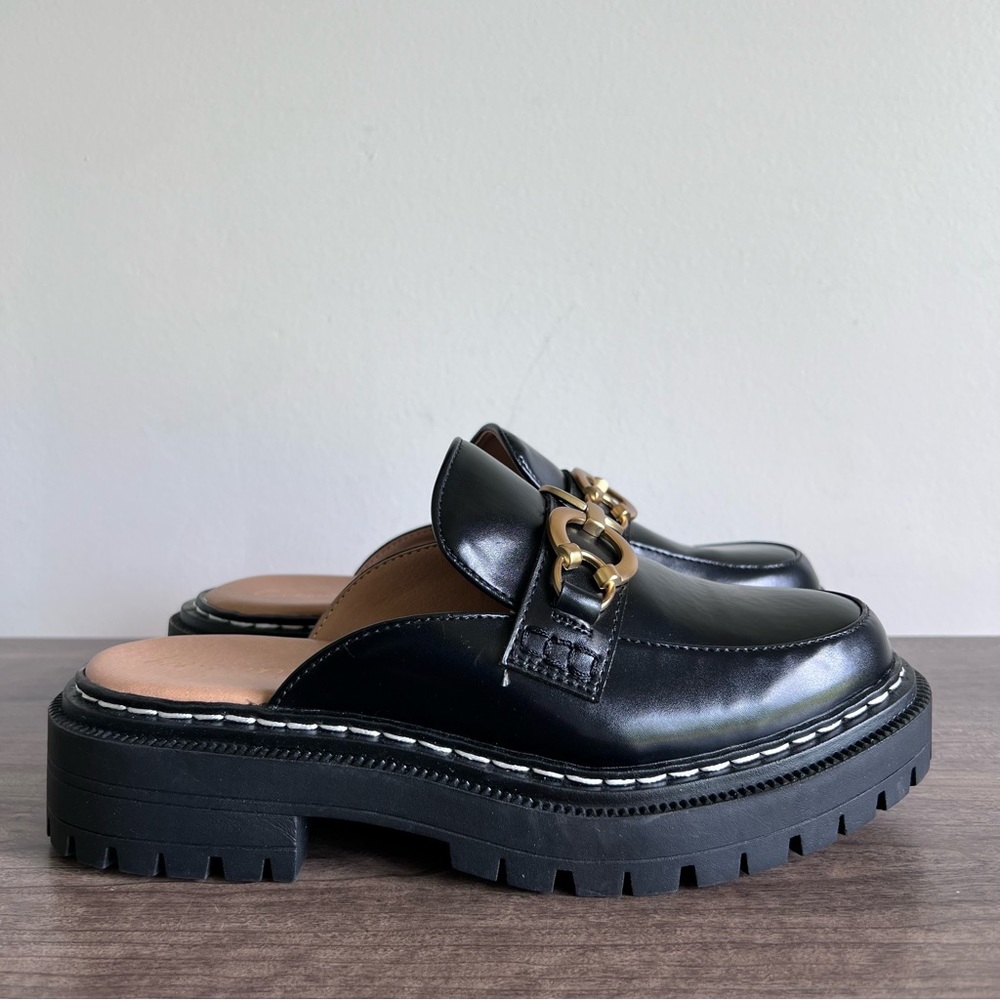 Circus by Sam Edelman Black Mules with Gold Chain
